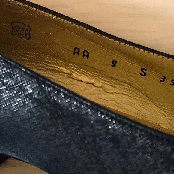 Vintage Bruno Magli 2” Navy Sparkle Heels - Picture 5 of 8